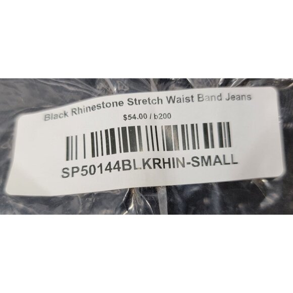GeeGee Womens  S Black Rhinestone Studded Stretch Waist Denim Pants Jeans NWT - Picture 11 of 13